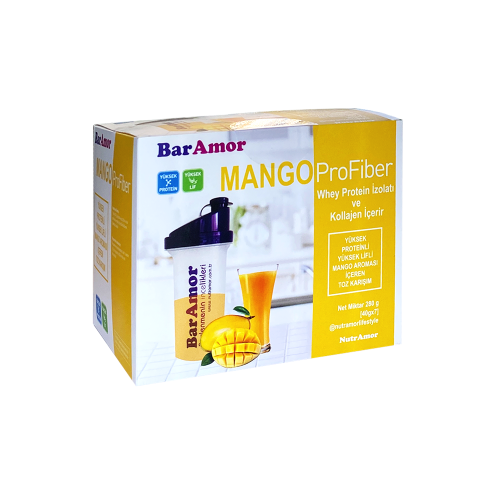 Mango Flavour powder mix containing high protein high fiber Nutramor